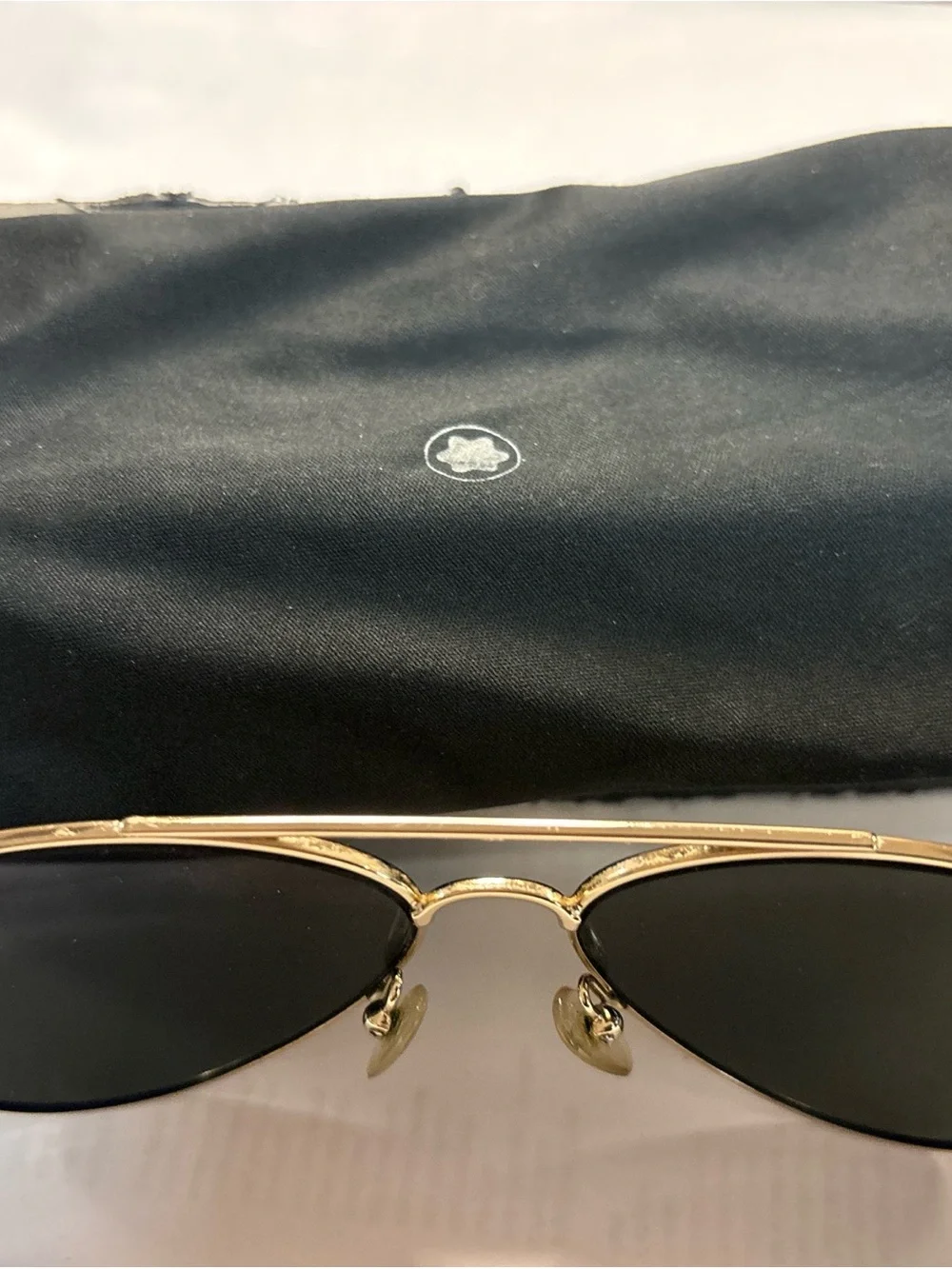 Montblanc Gold Frame Sunglasses with Dark Green Lenses
